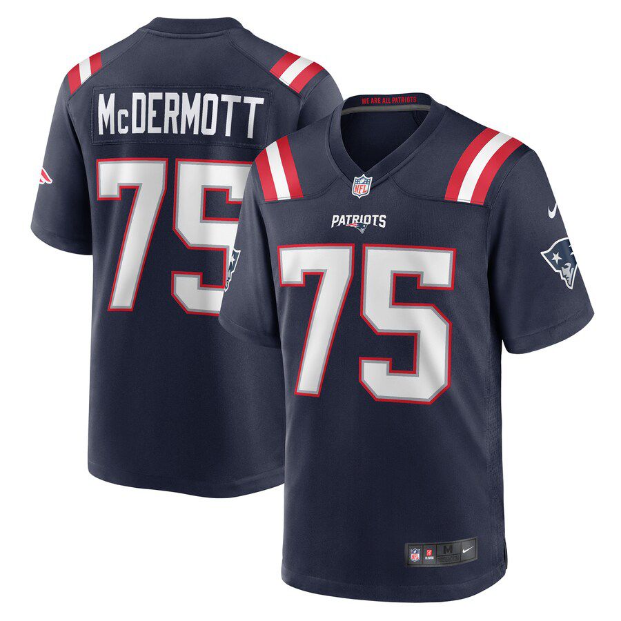 Men New England Patriots 75 Conor McDermott Nike Navy Home Game Player NFL Jersey